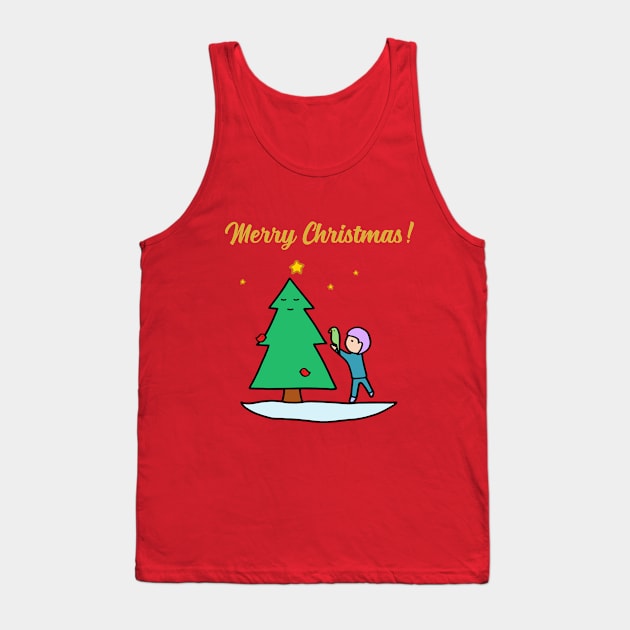 Merry Christmas - Sustainable Tree (Red) Tank Top by ImperfectLife